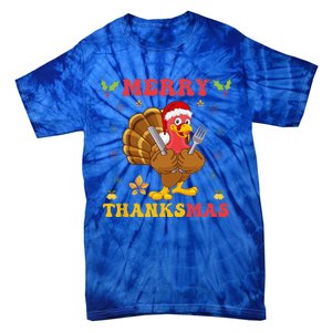 Funny Turkey Santa Merry Thanksmas Christmas Thanksgiving Gift Tie-Dye T-Shirt