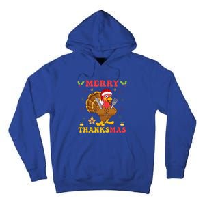 Funny Turkey Santa Merry Thanksmas Christmas Thanksgiving Gift Tall Hoodie