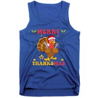 Funny Turkey Santa Merry Thanksmas Christmas Thanksgiving Gift Tank Top