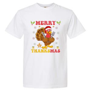 Funny Turkey Santa Merry Thanksmas Christmas Thanksgiving Gift Garment-Dyed Heavyweight T-Shirt