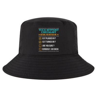 Funny Tech Support Checklist Helpdesk It Guys Computer Geek Cool Comfort Performance Bucket Hat
