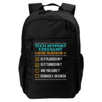 Funny Tech Support Checklist Helpdesk It Guys Computer Geek Daily Commute Backpack