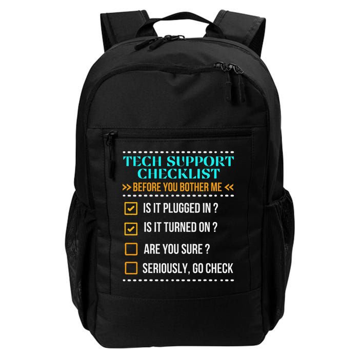 Funny Tech Support Checklist Helpdesk It Guys Computer Geek Daily Commute Backpack