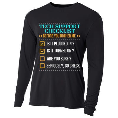 Funny Tech Support Checklist Helpdesk It Guys Computer Geek Cooling Performance Long Sleeve Crew