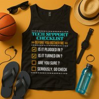 Funny Tech Support Checklist Helpdesk It Guys Computer Geek Tank Top