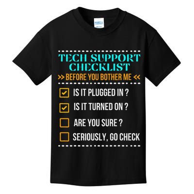 Funny Tech Support Checklist Helpdesk It Guys Computer Geek Kids T-Shirt