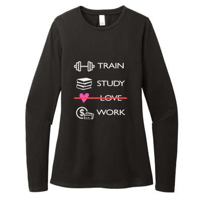 Funny Train Study Love Work Womens CVC Long Sleeve Shirt