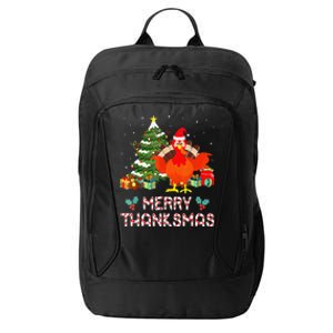 Funny Turkey Santa Merry Thanksmas Christmas Thanksgiving City Backpack