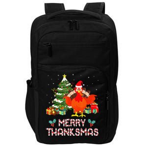 Funny Turkey Santa Merry Thanksmas Christmas Thanksgiving Impact Tech Backpack