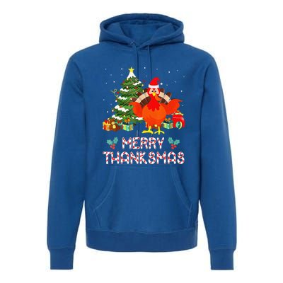 Funny Turkey Santa Merry Thanksmas Christmas Thanksgiving Premium Hoodie