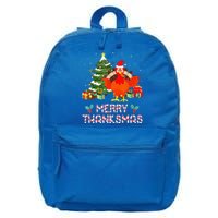 Funny Turkey Santa Merry Thanksmas Christmas Thanksgiving 16 in Basic Backpack