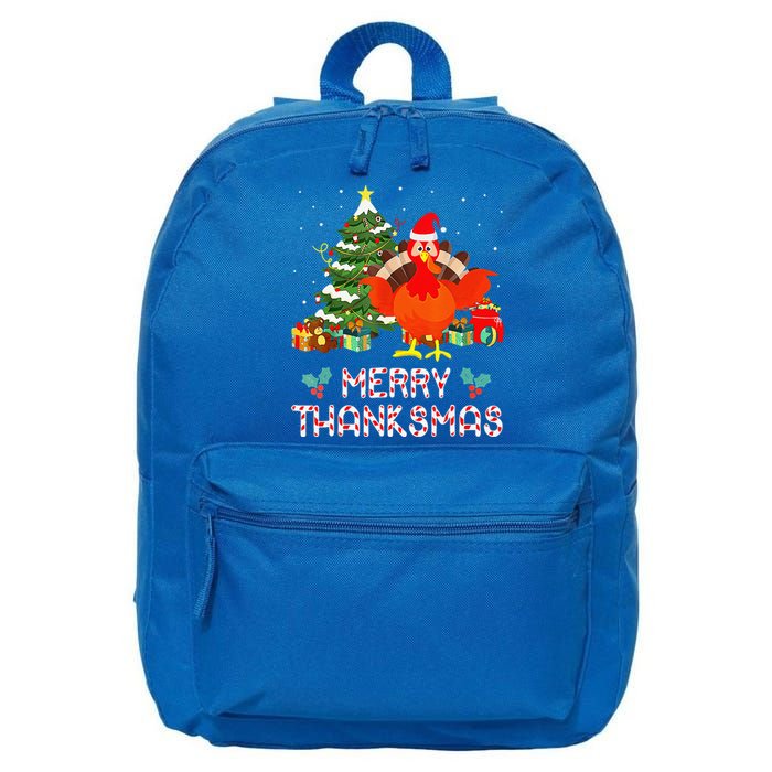 Funny Turkey Santa Merry Thanksmas Christmas Thanksgiving 16 in Basic Backpack