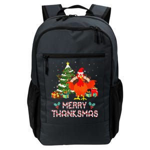 Funny Turkey Santa Merry Thanksmas Christmas Thanksgiving Daily Commute Backpack