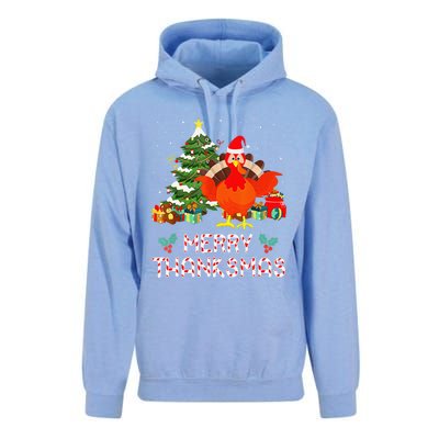 Funny Turkey Santa Merry Thanksmas Christmas Thanksgiving Unisex Surf Hoodie