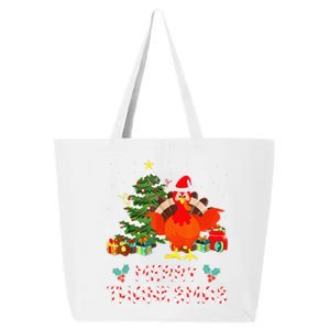 Funny Turkey Santa Merry Thanksmas Christmas Thanksgiving 25L Jumbo Tote