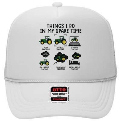 Funny Tractor Shirts Farming Shirts For Kids Farmer High Crown Mesh Back Trucker Hat