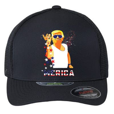 Funny Trump Salt Merica Freedom 4th Of July Usa Flag 2024 Flexfit Unipanel Trucker Cap