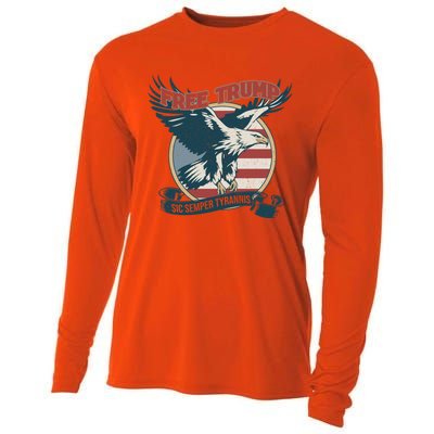 Free Trump Sic Semper Tyrannis Vintage Trump Eagle Gift Cooling Performance Long Sleeve Crew