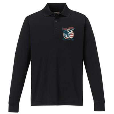 Free Trump Sic Semper Tyrannis Vintage Trump Eagle Gift Performance Long Sleeve Polo