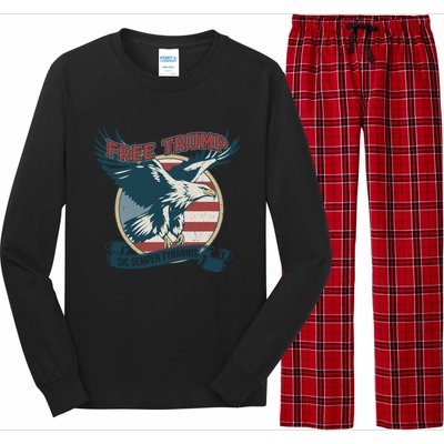 Free Trump Sic Semper Tyrannis Vintage Trump Eagle Gift Long Sleeve Pajama Set