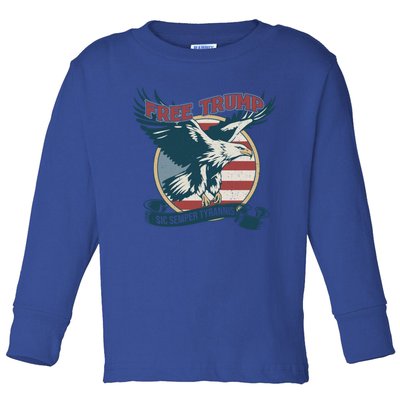 Free Trump Sic Semper Tyrannis Vintage Trump Eagle Gift Toddler Long Sleeve Shirt