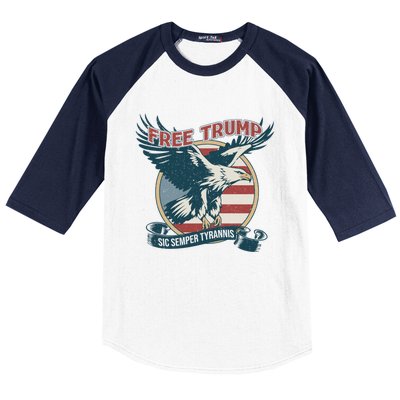 Free Trump Sic Semper Tyrannis Vintage Trump Eagle Gift Baseball Sleeve Shirt