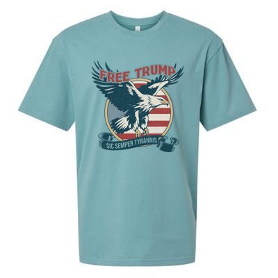 Free Trump Sic Semper Tyrannis Vintage Trump Eagle Gift Sueded Cloud Jersey T-Shirt