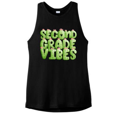 Friday Teacher Second 2Nd Grade Level Cactus Vibes Boho Team Gift Ladies PosiCharge Tri-Blend Wicking Tank