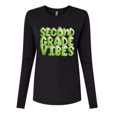 Friday Teacher Second 2Nd Grade Level Cactus Vibes Boho Team Gift Womens Cotton Relaxed Long Sleeve T-Shirt