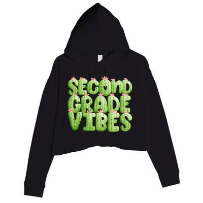 Friday Teacher Second 2Nd Grade Level Cactus Vibes Boho Team Gift Crop Fleece Hoodie