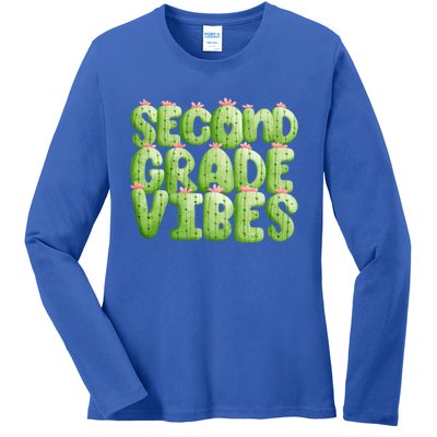 Friday Teacher Second 2Nd Grade Level Cactus Vibes Boho Team Gift Ladies Long Sleeve Shirt