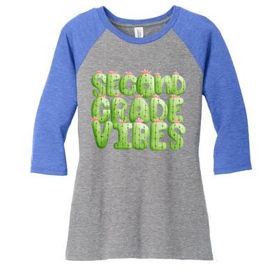 Friday Teacher Second 2Nd Grade Level Cactus Vibes Boho Team Gift Women's Tri-Blend 3/4-Sleeve Raglan Shirt