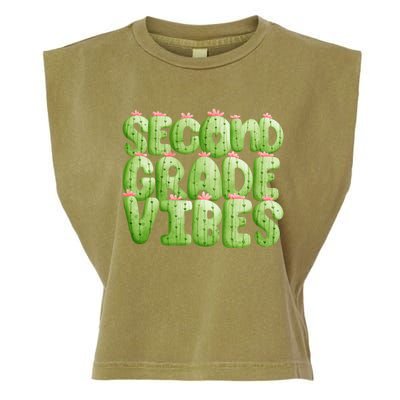 Friday Teacher Second 2Nd Grade Level Cactus Vibes Boho Team Gift Garment-Dyed Women's Muscle Tee