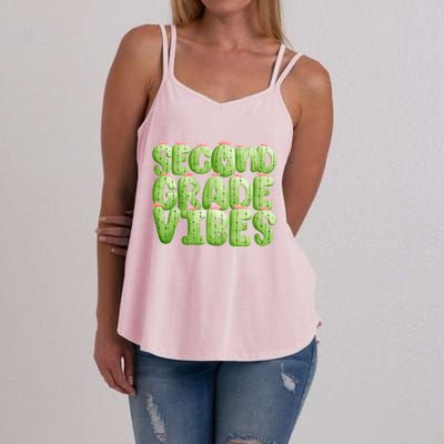 Friday Teacher Second 2Nd Grade Level Cactus Vibes Boho Team Gift Women's Strappy Tank