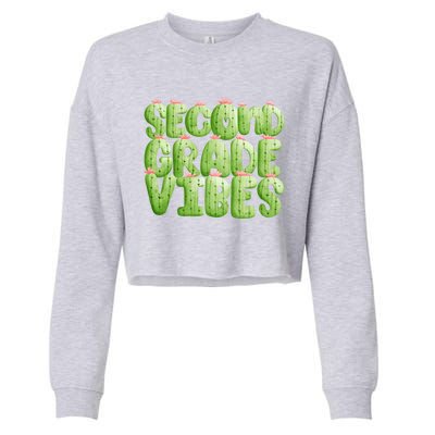 Friday Teacher Second 2Nd Grade Level Cactus Vibes Boho Team Gift Cropped Pullover Crew