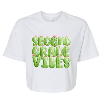 Friday Teacher Second 2Nd Grade Level Cactus Vibes Boho Team Gift Bella+Canvas Jersey Crop Tee