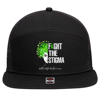 Fight The Stigma Mental Health Awareness Gift 7 Panel Mesh Trucker Snapback Hat