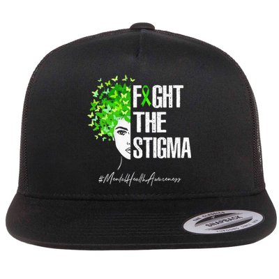 Fight The Stigma Mental Health Awareness Gift Flat Bill Trucker Hat