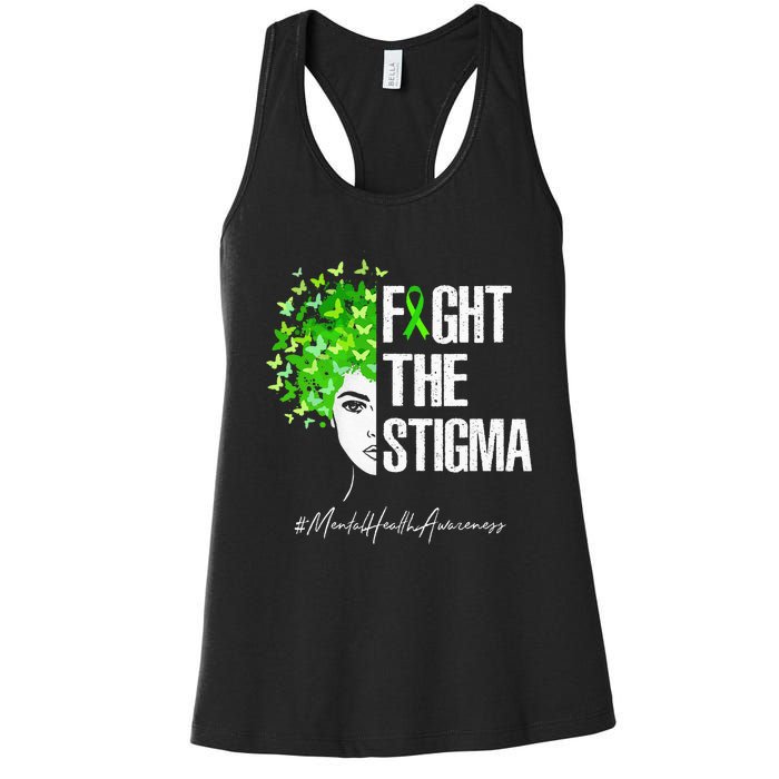 Fight The Stigma Mental Health Awareness Gift Women's Racerback Tank