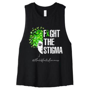 Fight The Stigma Mental Health Awareness Gift Women's Racerback Cropped Tank