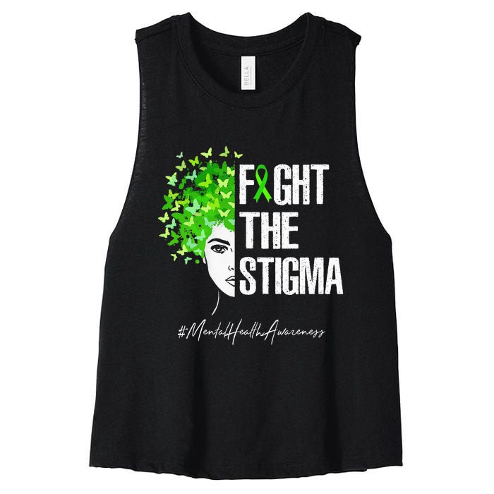 Fight The Stigma Mental Health Awareness Gift Women's Racerback Cropped Tank