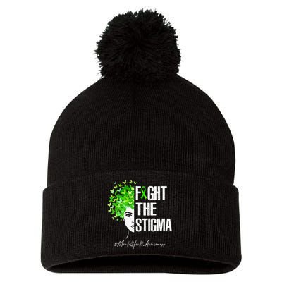 Fight The Stigma Mental Health Awareness Gift Pom Pom 12in Knit Beanie