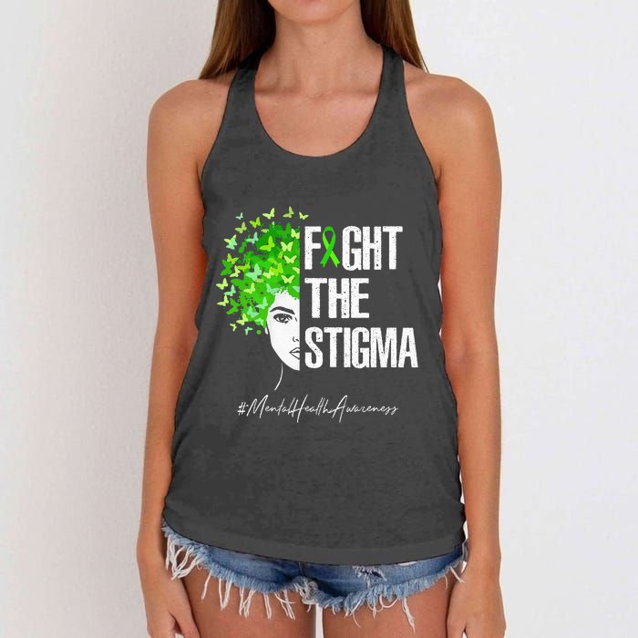 Fight The Stigma Mental Health Awareness Gift Women's Knotted Racerback Tank