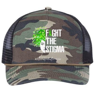 Fight The Stigma Mental Health Awareness Gift Retro Rope Trucker Hat Cap