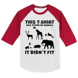 Funny This Shirt Was Tested On Animals It Didn't Fit Kids Colorblock Raglan Jersey