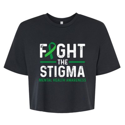 Fight The Stigma Mental Health Awareness Green Ribbon Bella+Canvas Jersey Crop Tee