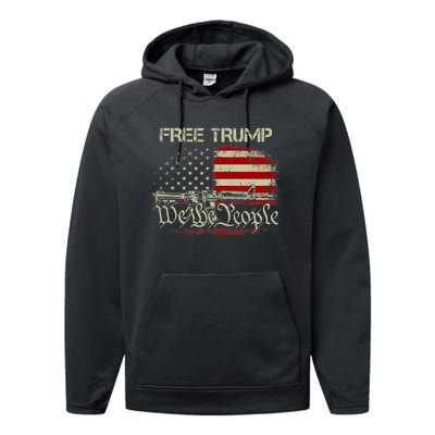 Free Trump Supporter Pro Trump We The People American Flag Performance Fleece Hoodie