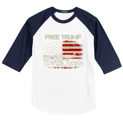 Free Trump Supporter Pro Trump We The People American Flag Baseball Sleeve Shirt