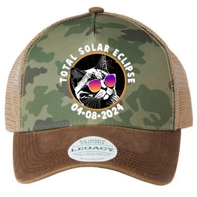 Funny Total Solar Eclipse April 8 2024 Sunglasses Cat Legacy Tie Dye Trucker Hat