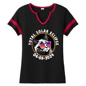 Funny Total Solar Eclipse April 8 2024 Sunglasses Cat Ladies Halftime Notch Neck Tee